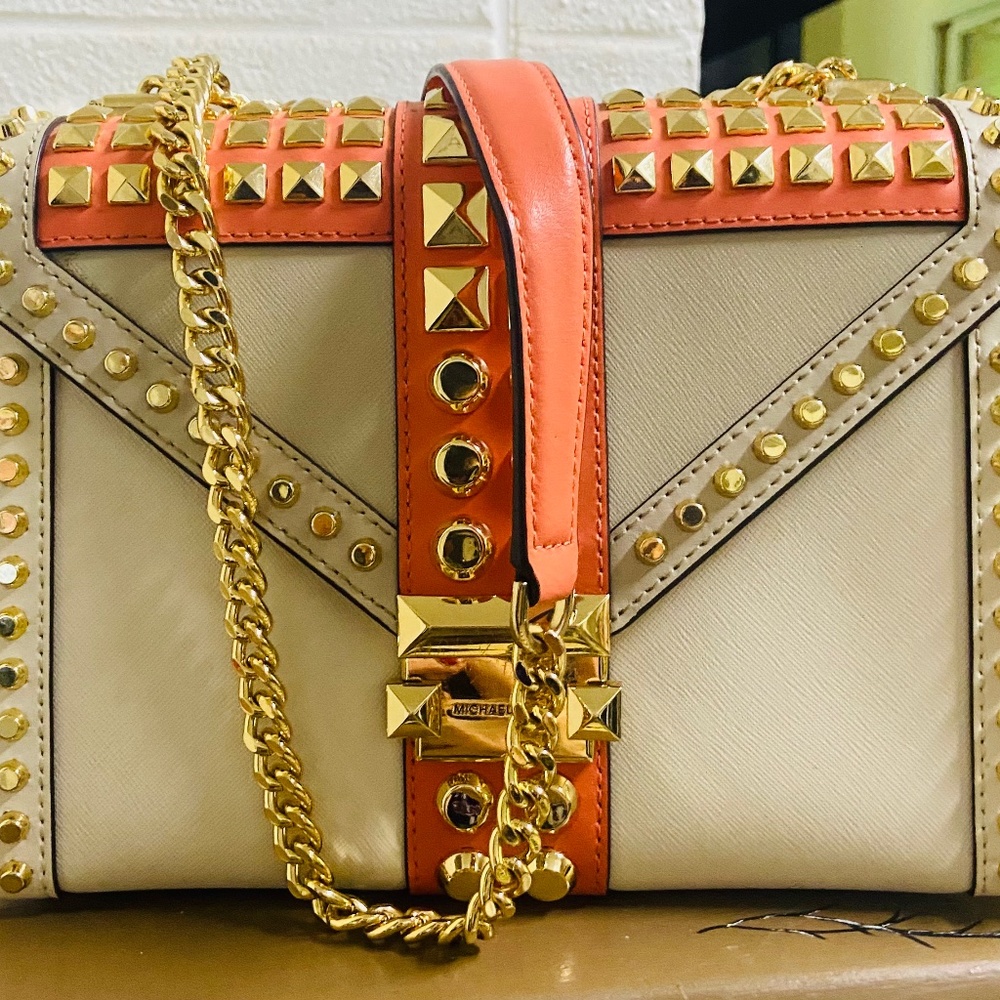 Michael Kors Whitney large Studded  Saffiano leather convertible shoulder bag